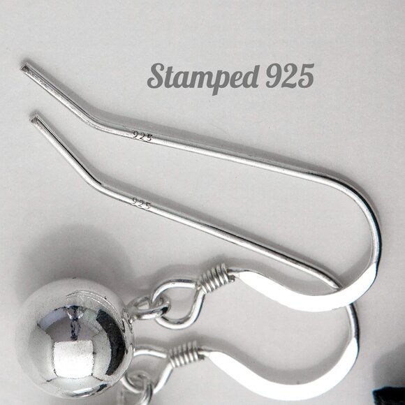 925 Sterling Silver Hook Earrings with Dangle Balls, Simple Classical Earrings - Picture 5 of 5